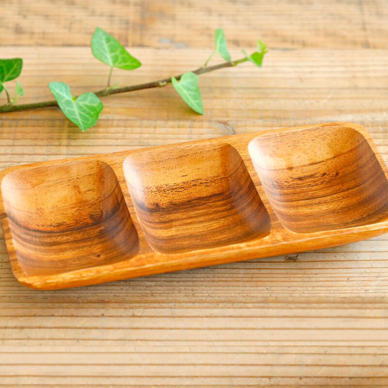 Copetinero rectangular de madera 3 divisiones MARRON