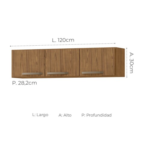 Aéreo Alacena Modular Tres Puertas Asas Polipropileno MX - MDP Freijo