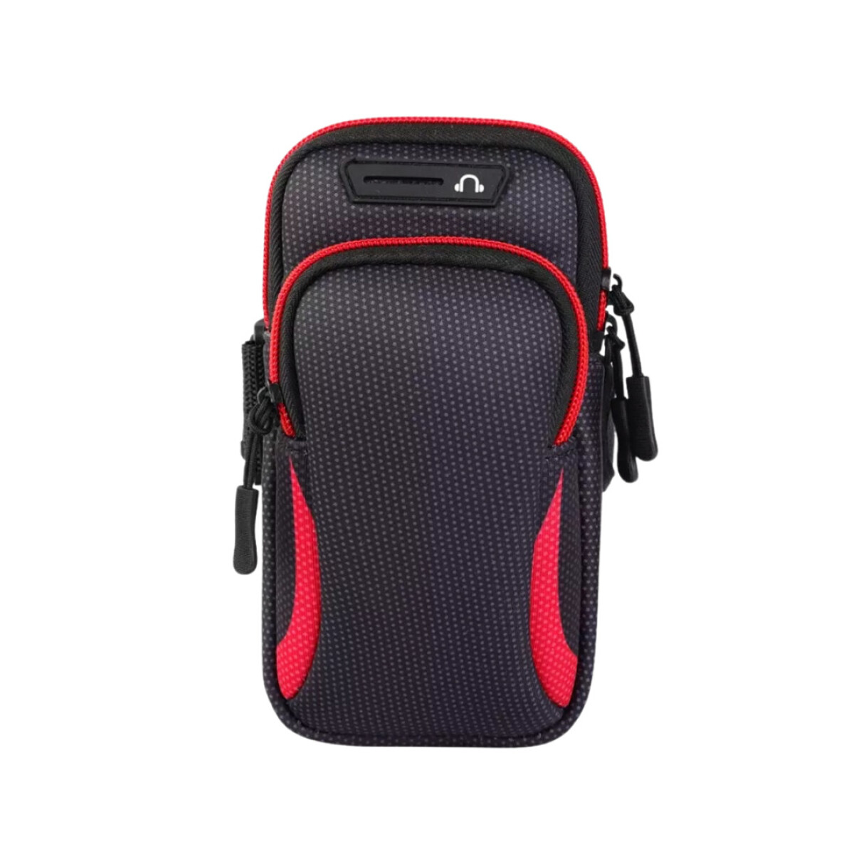 Estuche Porta Celular Brazalete Brazo Correr Runner Caminar - Color negro con rojo 