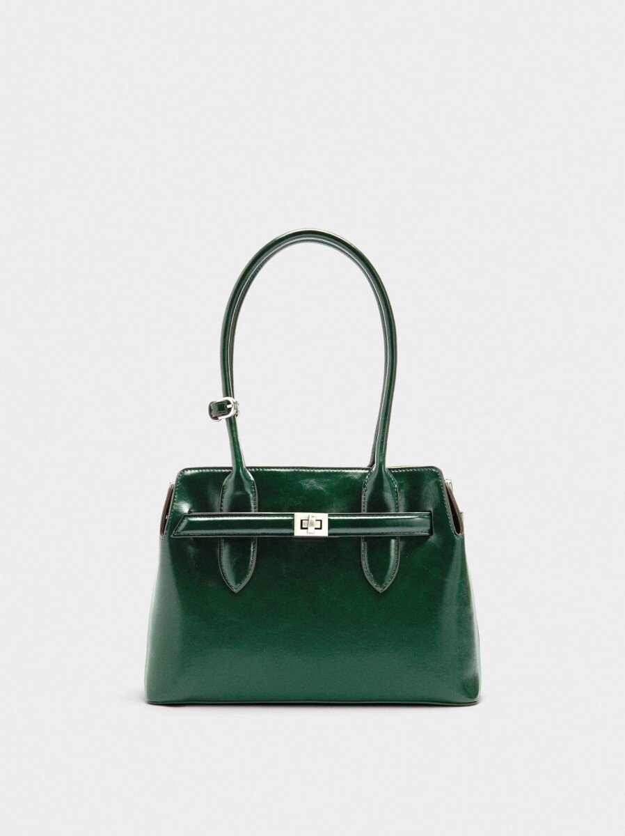 Bolso Tote Con Cinturón - verde 