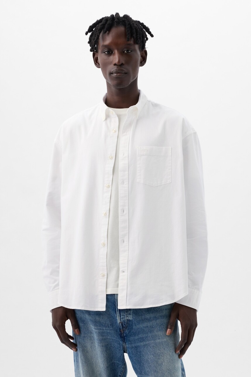 Camisa Oxford Big Shirt Hombre Optic White V6
