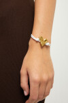 PULSERA DE CUERO BLANCO CON DETALLE DE CORAZÓN BAÑADO EN ORO 18K Pulsera