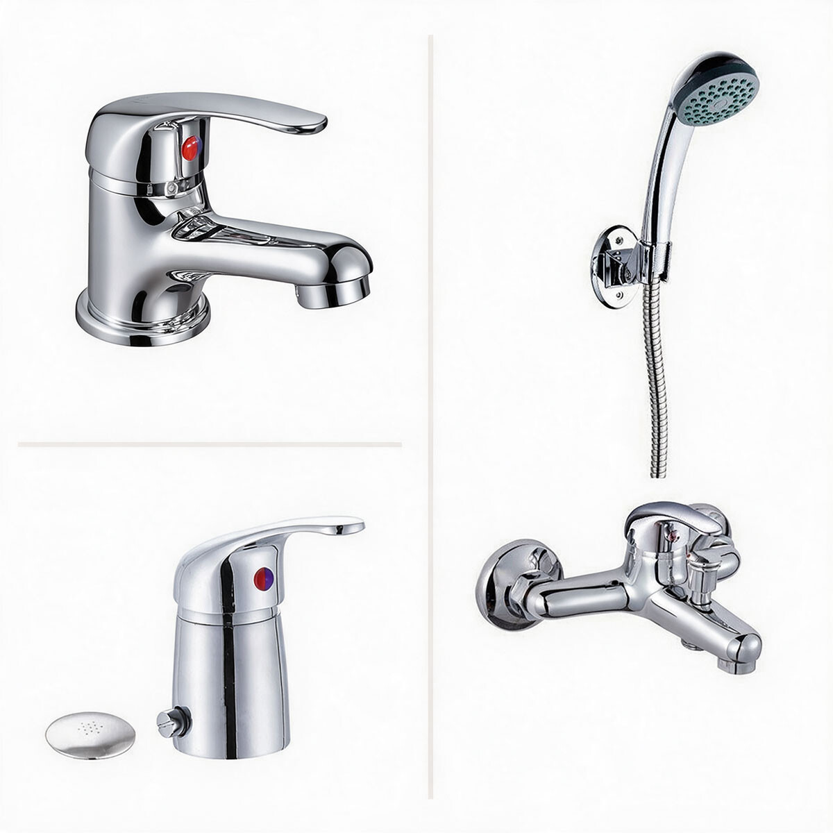 Juego De Griferia Lavatorio Bajo,ducha Exterior Y Bidet 
