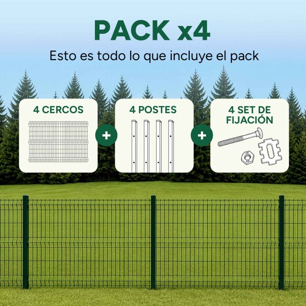 Cerco Reja Perimetral 10 x 1,83 m con Postes y Grampas Verde