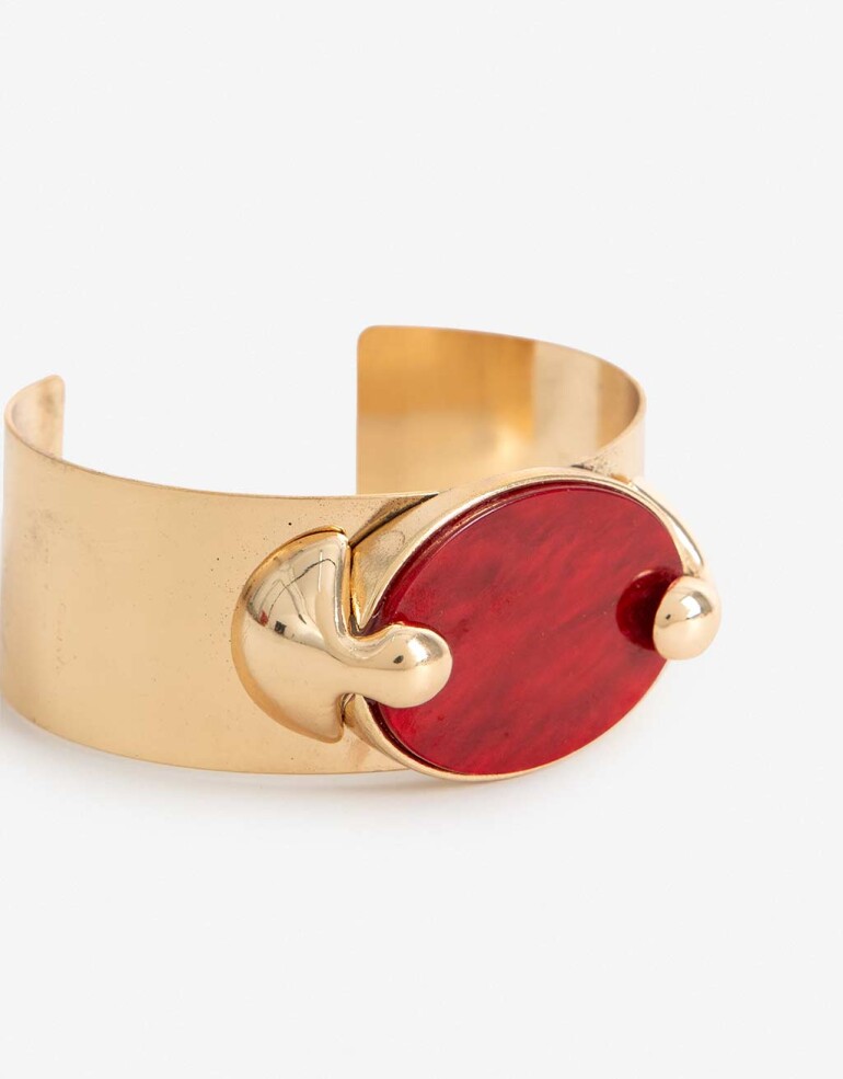 Brazaletes Color Brazalete Metal Y Resina - Dorado