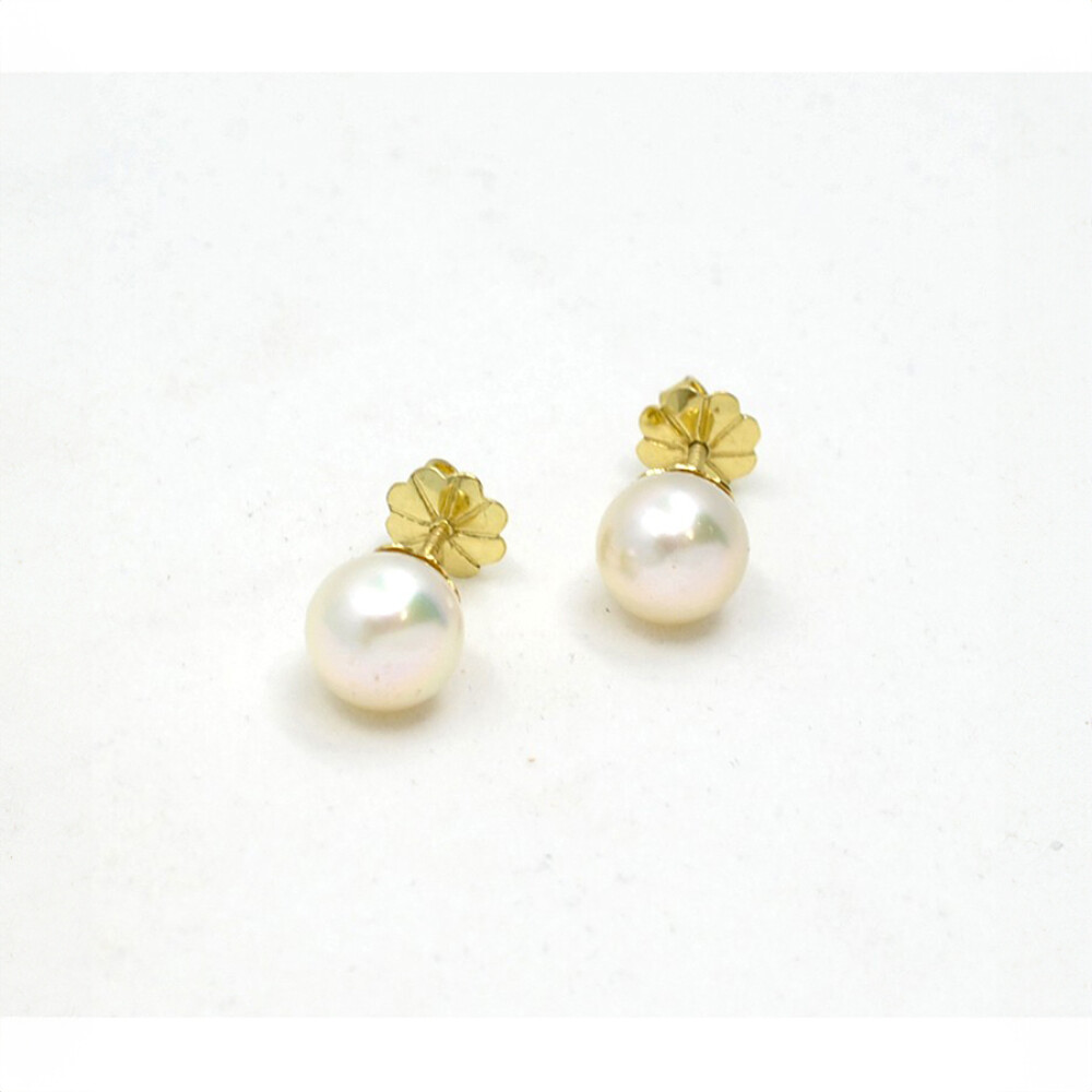 8,5 mm Caravanas en Oro 18 K Con Perlas 8,5 mm Caravanas en Oro 18 K Con Perlas