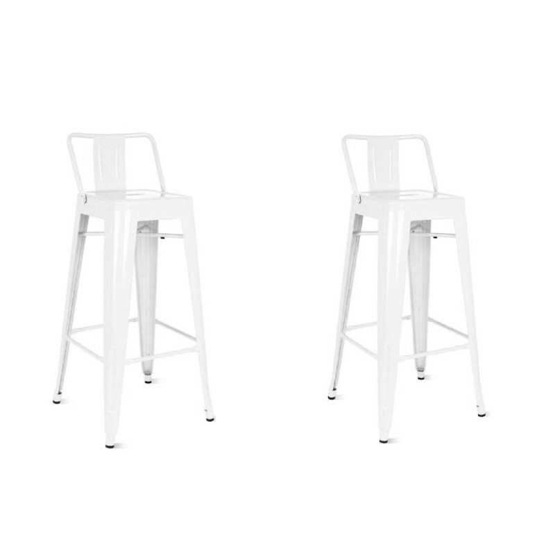 Taburete Tolix Pack 2 unidades En Metal Con Respaldo Blanco