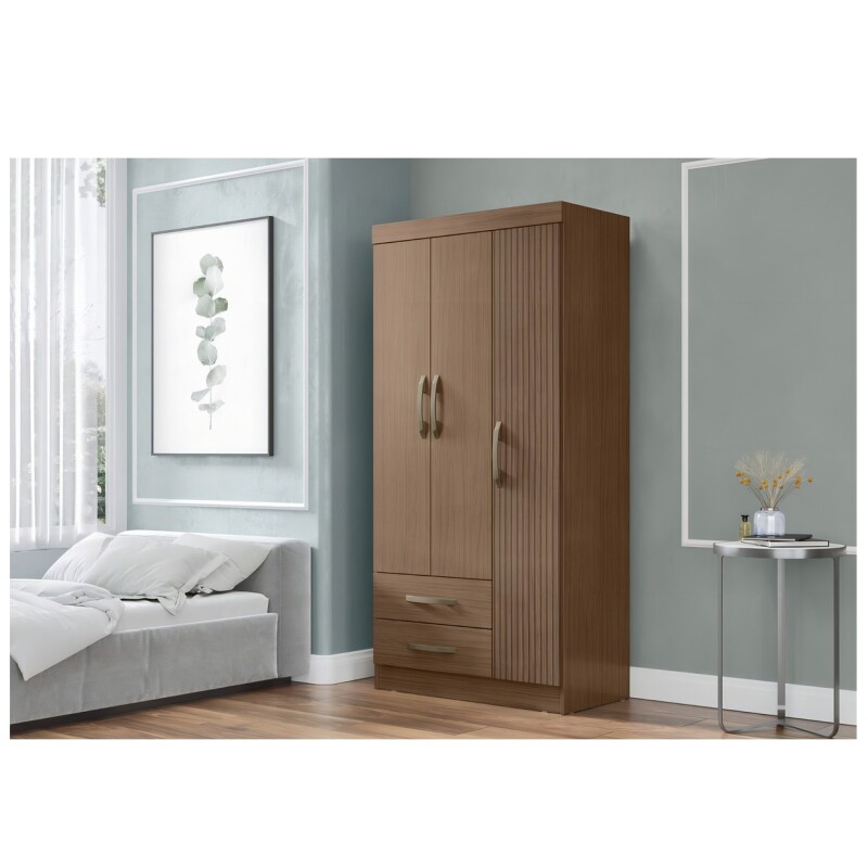 Ropero 3 Puertas 2 Cajones 5 Estantes - La Tentación Color Marroco Ropero 3 Puertas 2 Cajones 5 Estantes - La Tentación Color Marroco