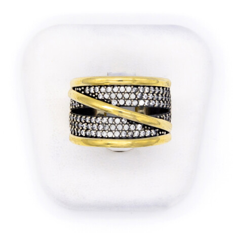 Anillo de plata 925, double en oro 18 ktes y circonias. Anillo de plata 925, double en oro 18 ktes y circonias.