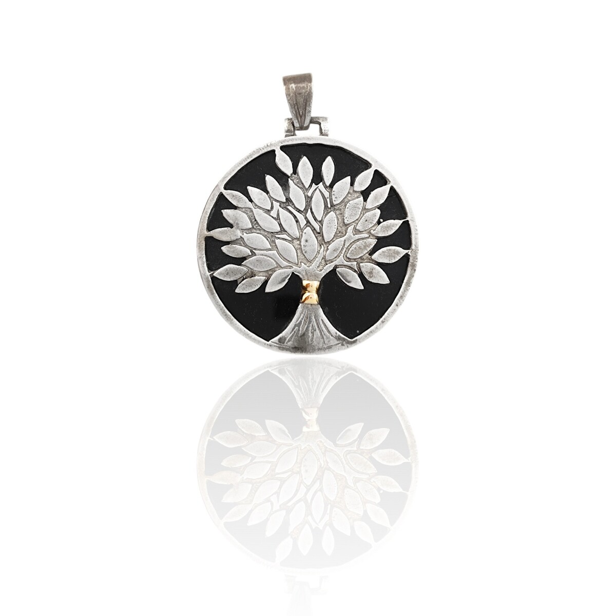 Dije Árbol de la Vida-Plata 925 y Oro-Con Resina Onix-CP5548 - conpiedra 