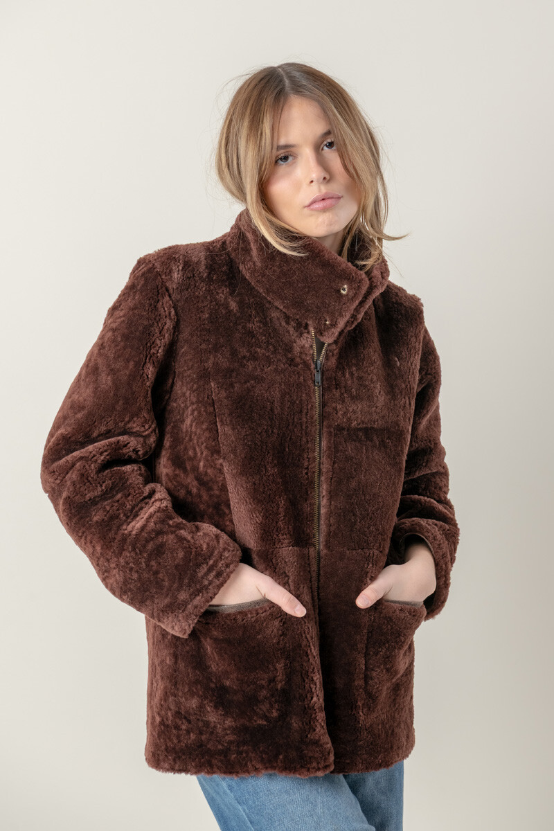 Borrego greta reversible Marron gastado
