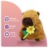 Mochila Infantil Capibara Peluche con Cierre y Flor Amarilla Diseño Capibara Flor Amarilla