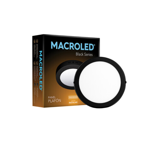 Panel Plafón LED Circular Negro 12W Macroled Cálido