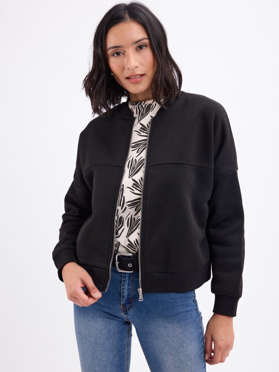 Campera felpa bomber - negro 