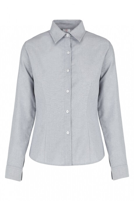 Camisa oxford manga larga dama Gris