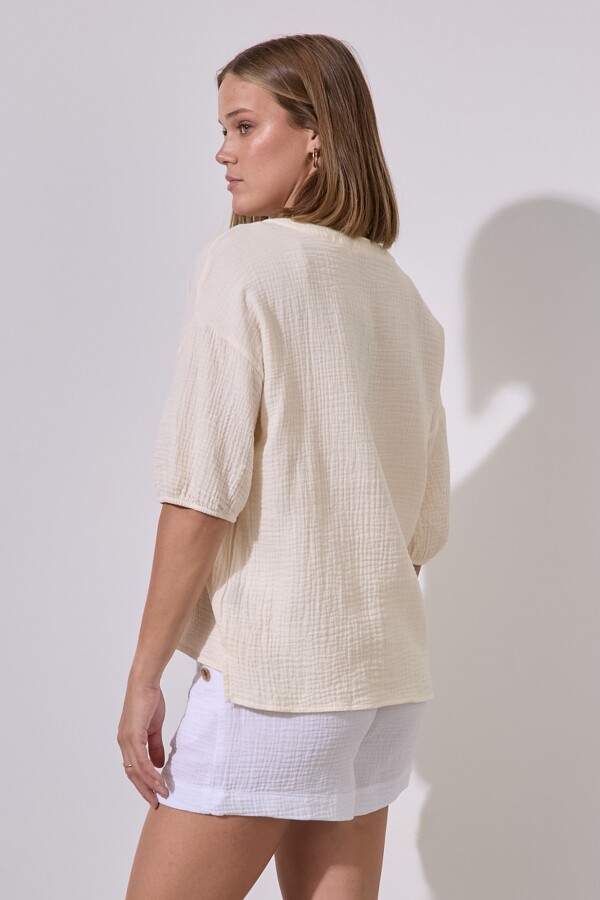 Blusa Algodon Esc V BEIGE