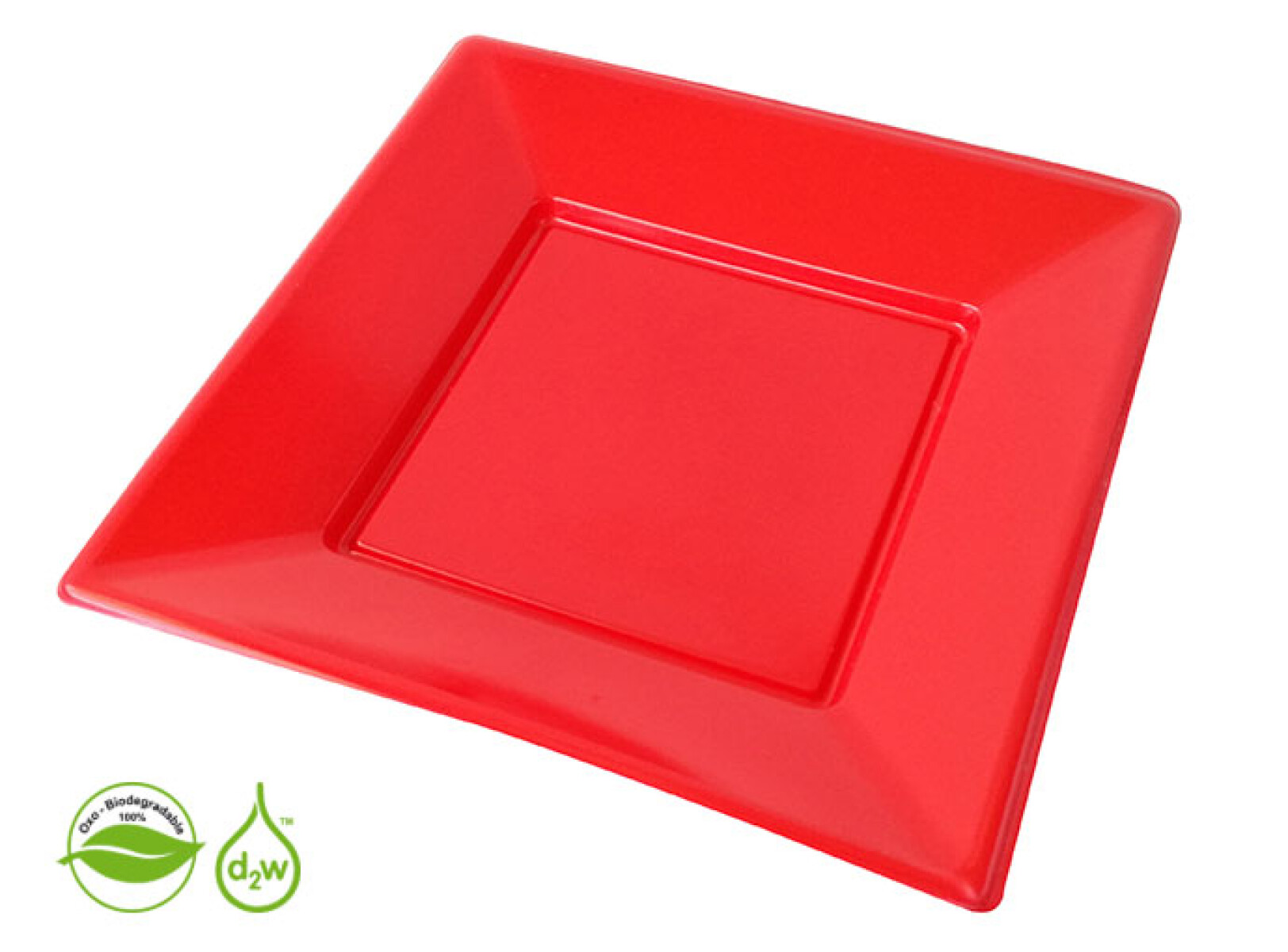 Plato Cuadrado Biodegradable x10 Und - Rojo 