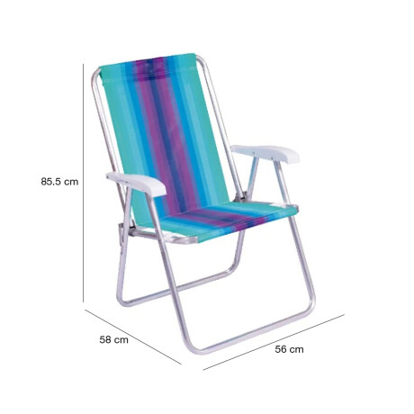 Reposera Silla Alta Plegable en Aluminio Conforto Mor Rayada Verde Agua/violeta