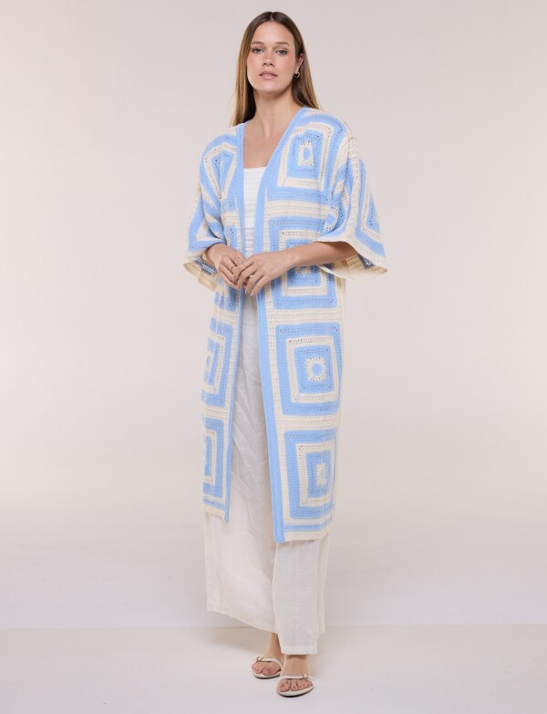Cardigan Largo Crochet Mangas Kimono CELESTE