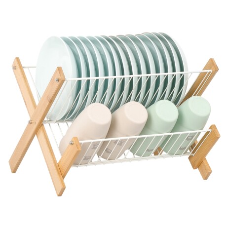Escurridor De Platos Plegable 2 Niveles Bambú Escurridor De Platos Plegable 2 Niveles Bambú