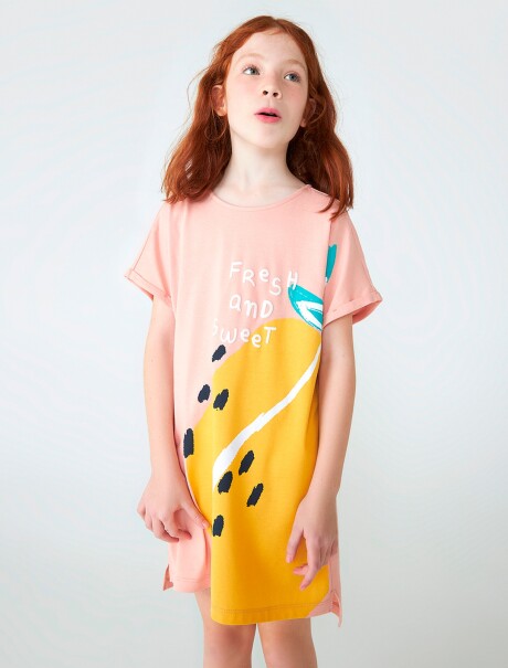 VESTIDO INFANTIL CON ESTAMPA ROSA