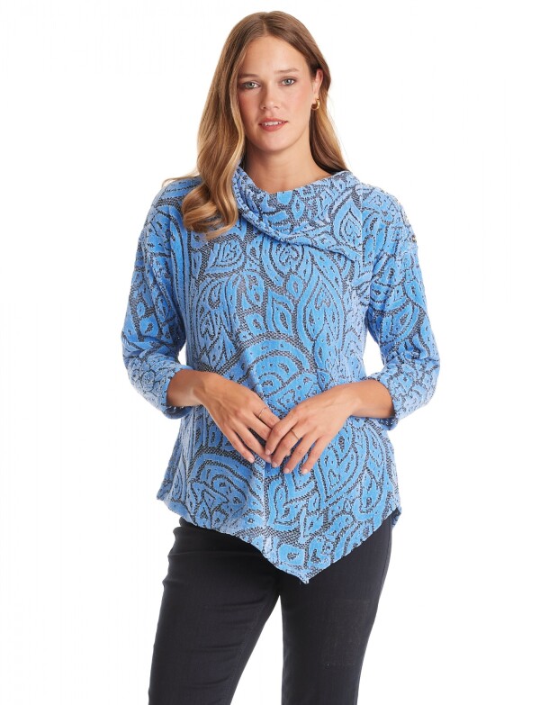 Buzo Labrado Flores AZUL/MULTI