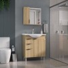 Mueble de baño de pie Crystal Roble 72 cm con Bacha de resina y espejo con botiquín Mueble De Baño De Pie Crystal Roble 72 Cm Con Bacha De Resina Y Espejo Con Botiquín