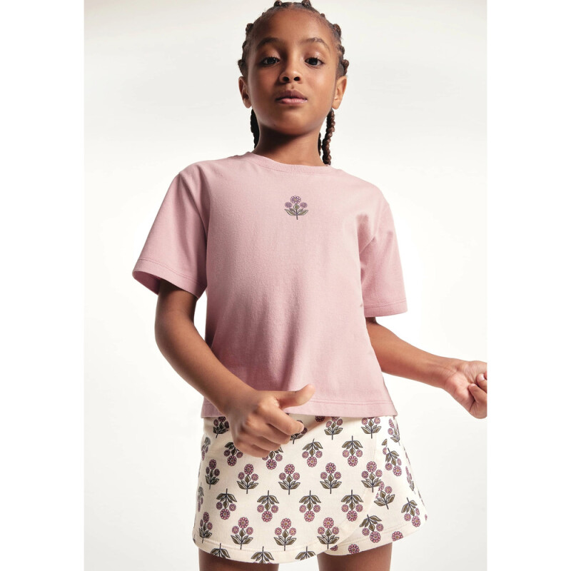 CONJUNTO MM FEM ROSA COM OFF WHITE