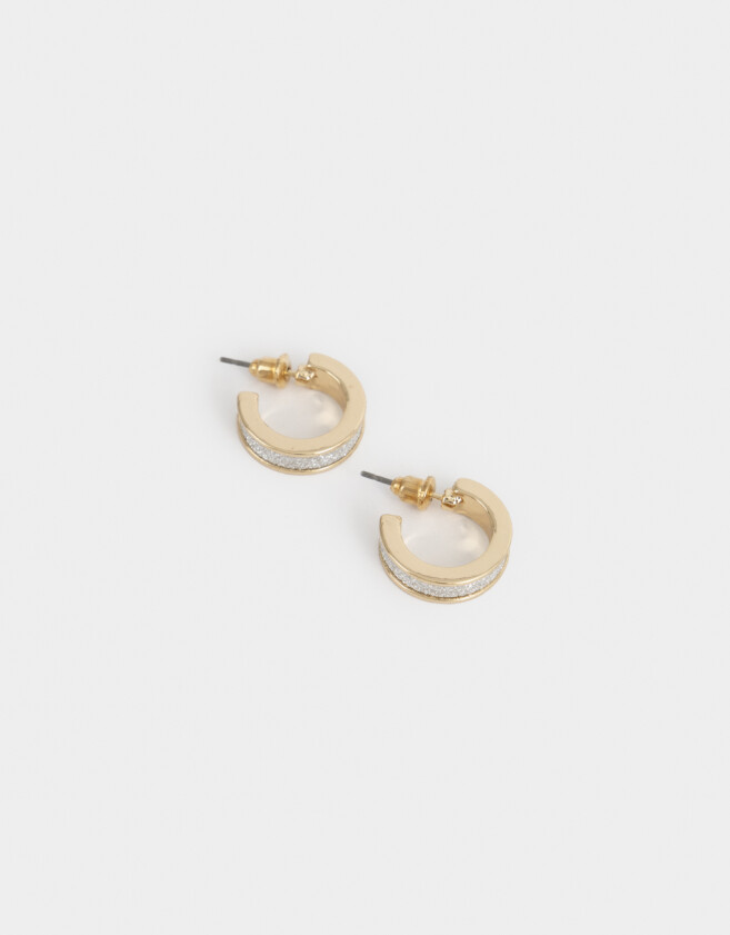 Aros Argollas Con glitter Argollitas Con Glitter - Dorado