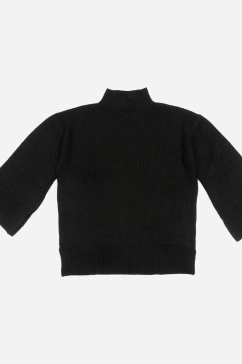 Sweater oversize media polera - Mujer NEGRO
