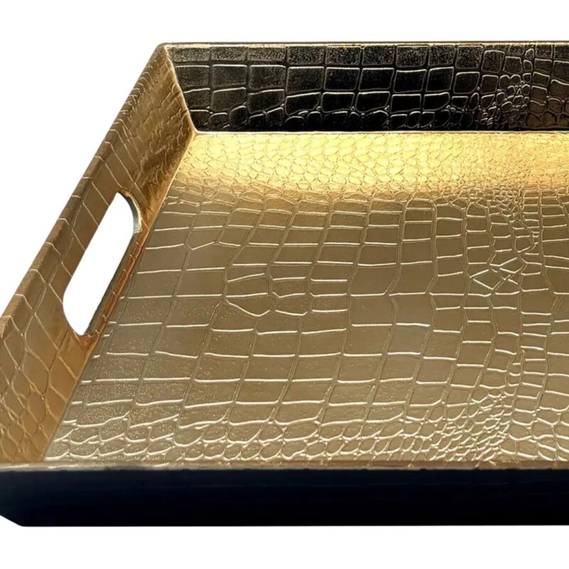 Bandeja Rectangular Metalizada con Asas N/a