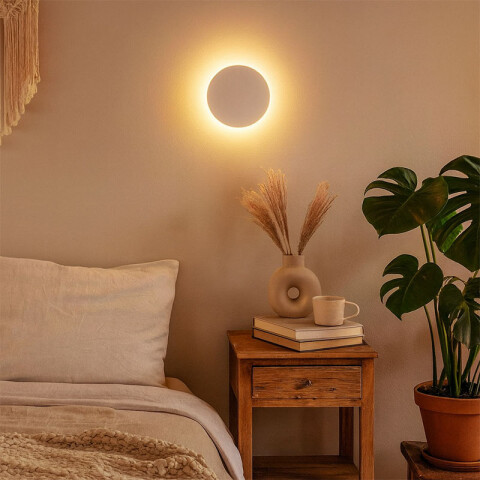 Lámpara de pared LED redonda blca IP65 12W cálida IX4562