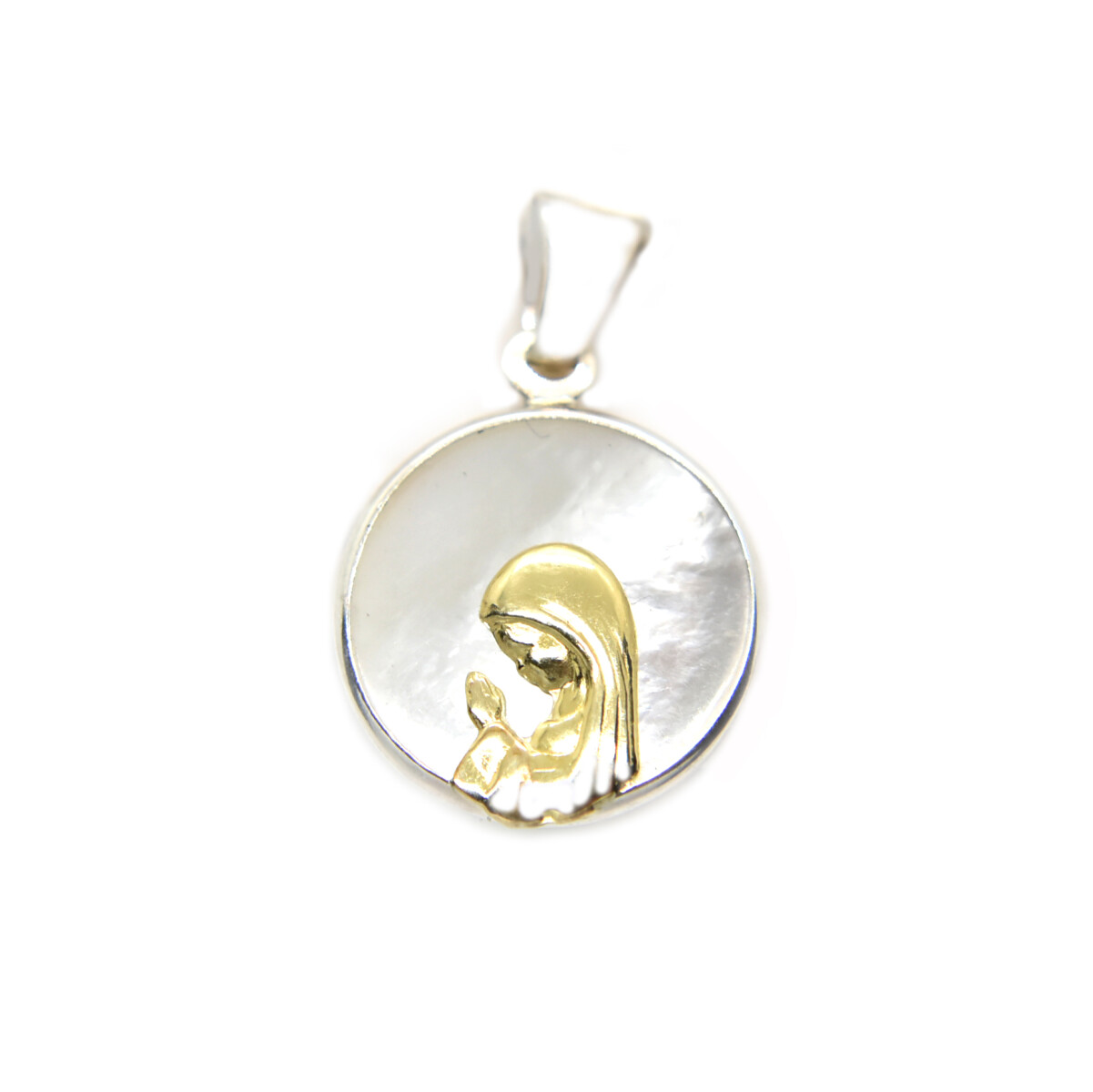 Medalla en Oro y Plata 925 con Nácar Virgen 