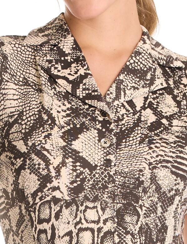 Vestido Midi Animal Print NEGRO/BEIGE