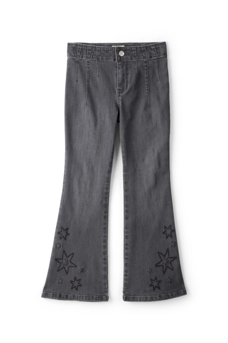 Pantalón jean semi oxford y bordado de estrellas Sin color