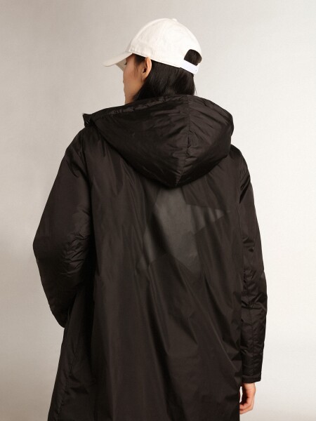 Golden Goose-Campera larga acolchada con capucha, Anorak Negro