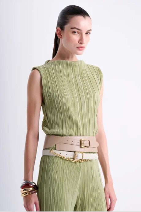 Musculosa plisada Bernice Verde