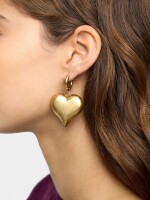 Aros Con Colgante De Corazón dorado