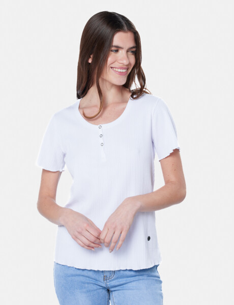 REMERA RIB CON BOTONES Blanco