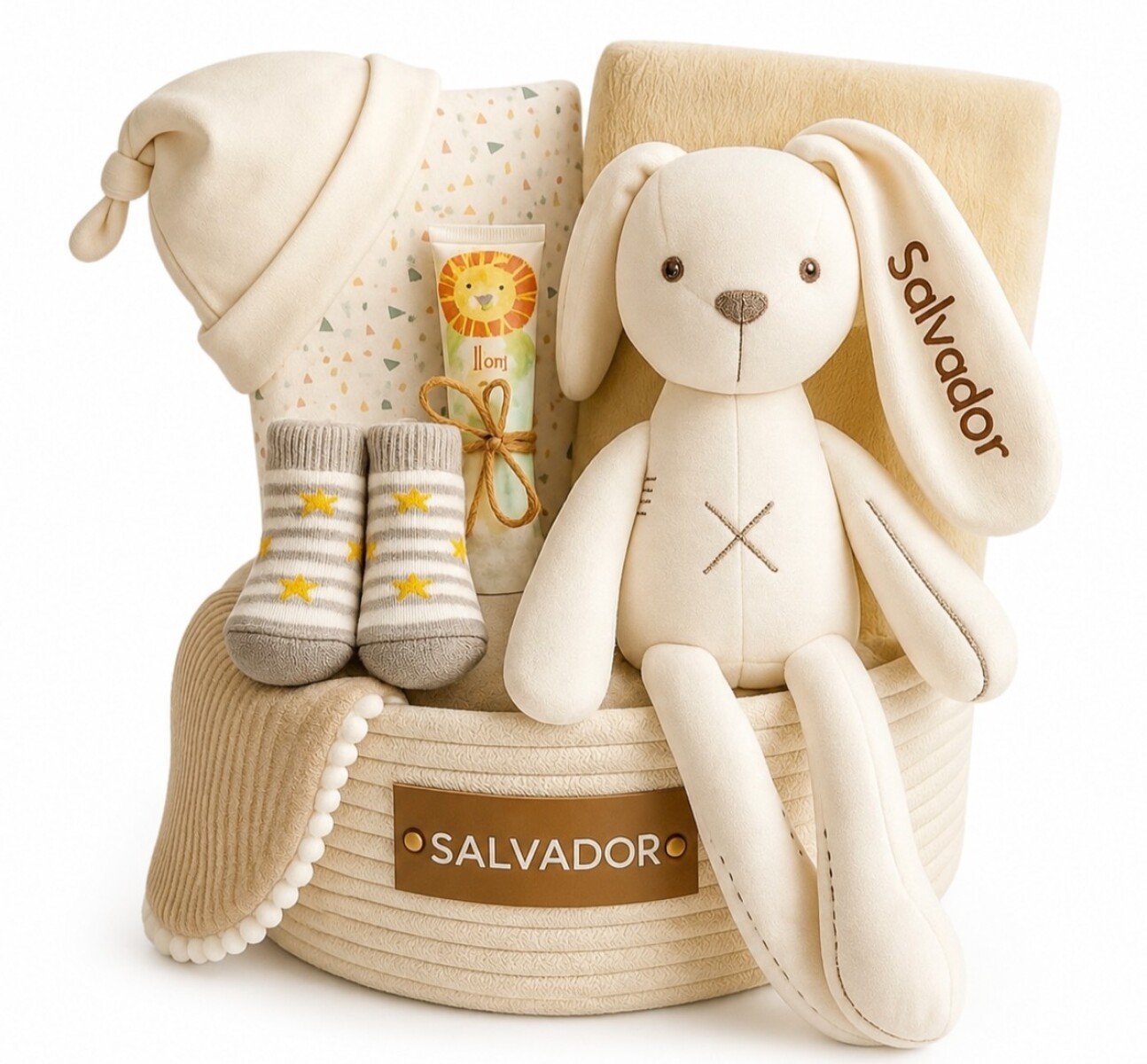 Cesta Nacimiento Cone-Cone Personalizada - tonos neutros 