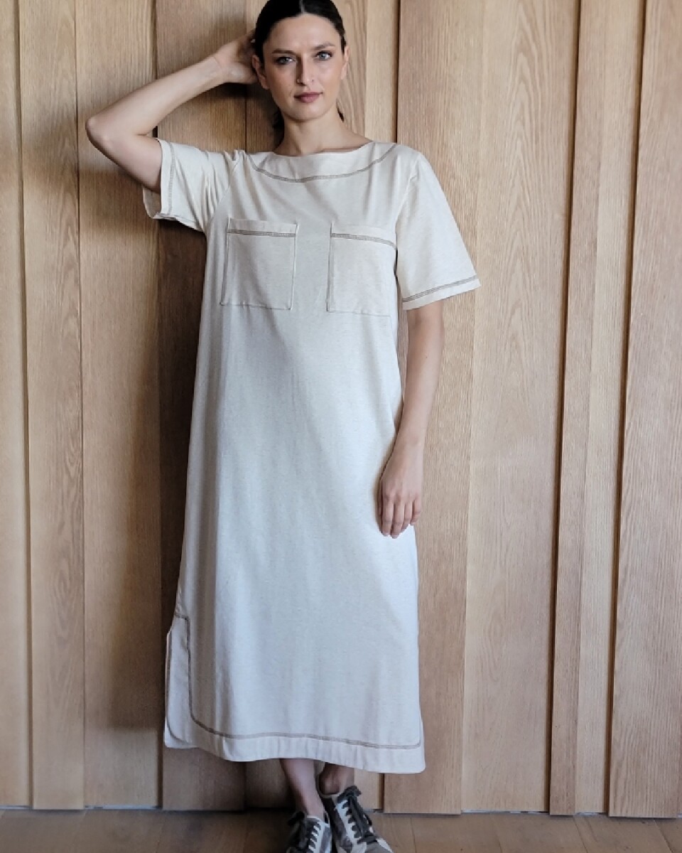 Vestido Arrecife - Cotton beige melange 