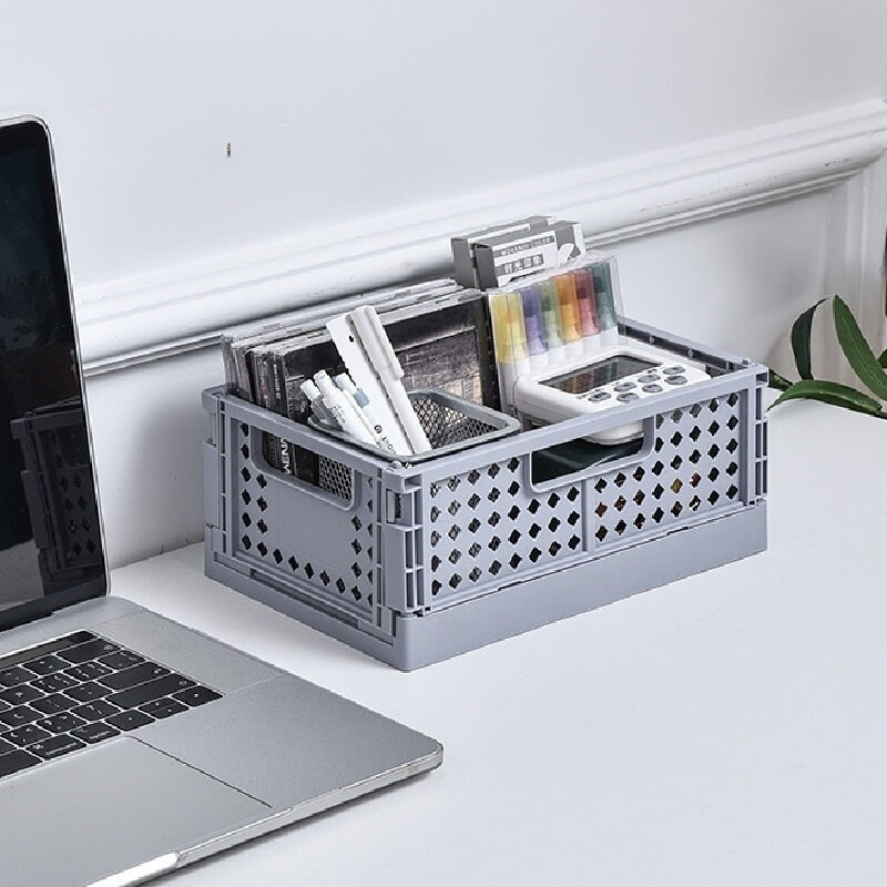 Caja de almacenamiento plegable mediano gris