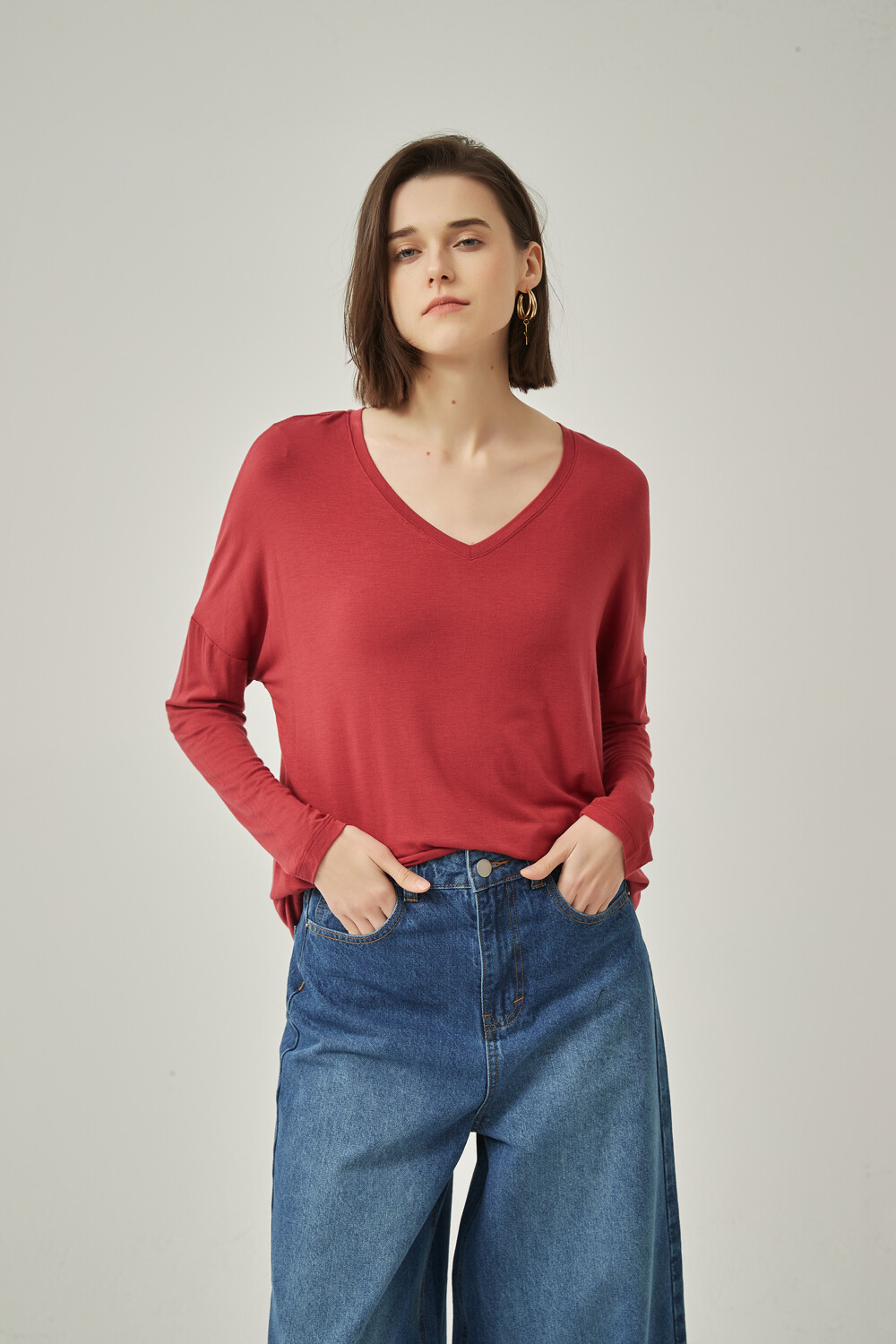 Remera Floral Rojo Oscuro