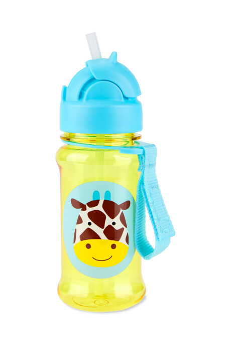 Botella de plástico Tritan, con sorbito, diseño jirafa Sin color