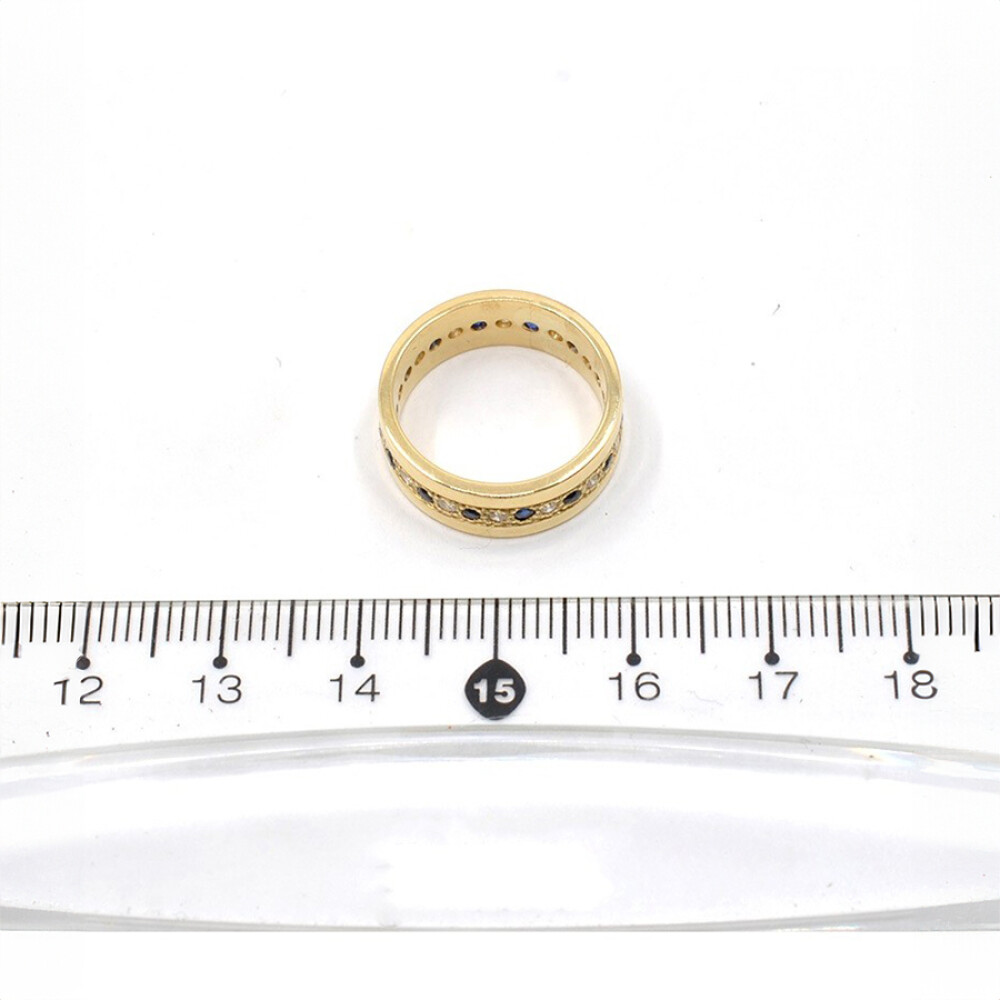 Anillo En Oro 18K, Brillantes Y Zafiros Anillo En Oro 18K, Brillantes Y Zafiros