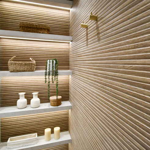 Porcelanato Maderado Decorado 3D 33X100Cm Pared GAMAS DE MARRON