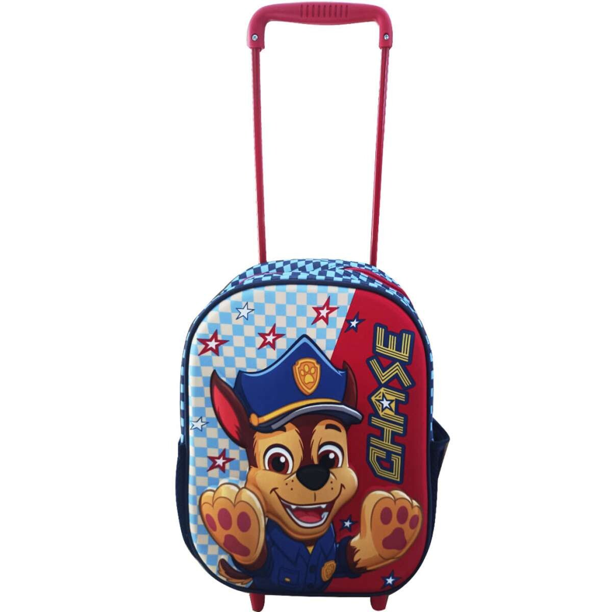 Mochila Infantil Paw Patrol 3D Con Carro 30 Cm - Celeste 