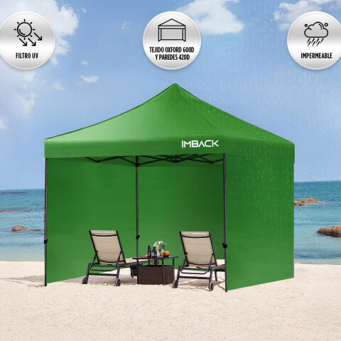 Gazebo Plegable con Paredes 3x3 Para Playa o Jardín Autoarmable Color Verde Gazebo Plegable con Paredes 3x3 Para Playa o Jardín Autoarmable Color Verde