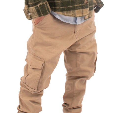 Pantalon Cargo De Niño Con Spandex Beige