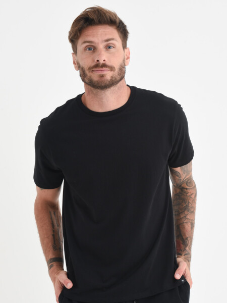 Remera manga corta cuello redondo Negra